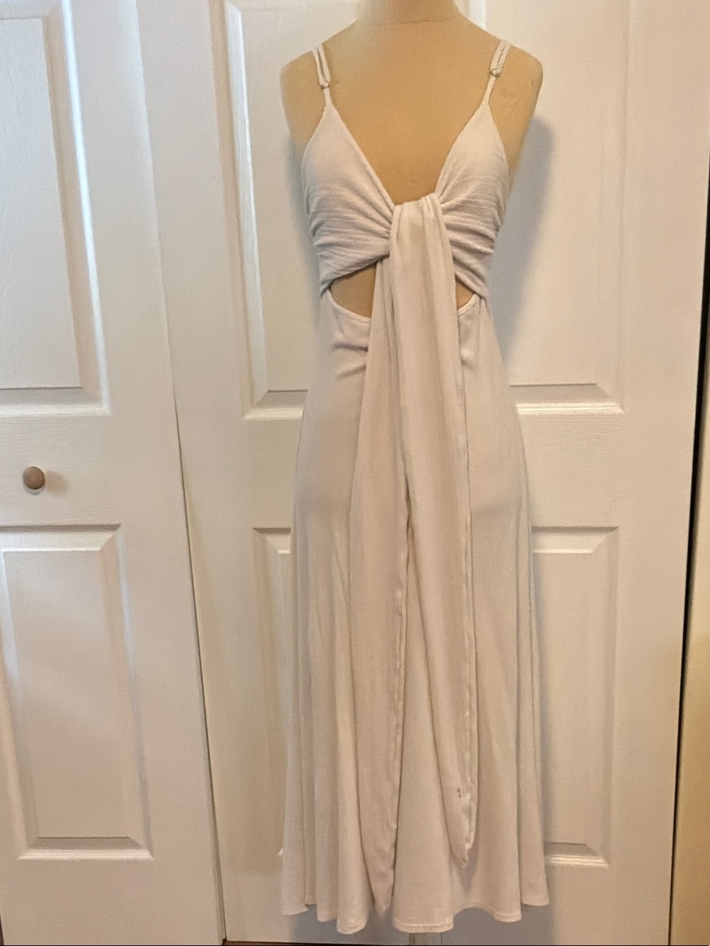 Mara Hoffman Cream Twist-Front Cutout Maxi Dress